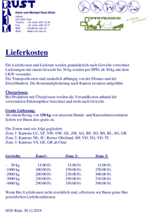 Neue Lieferkonditionen ab 1.1.2022